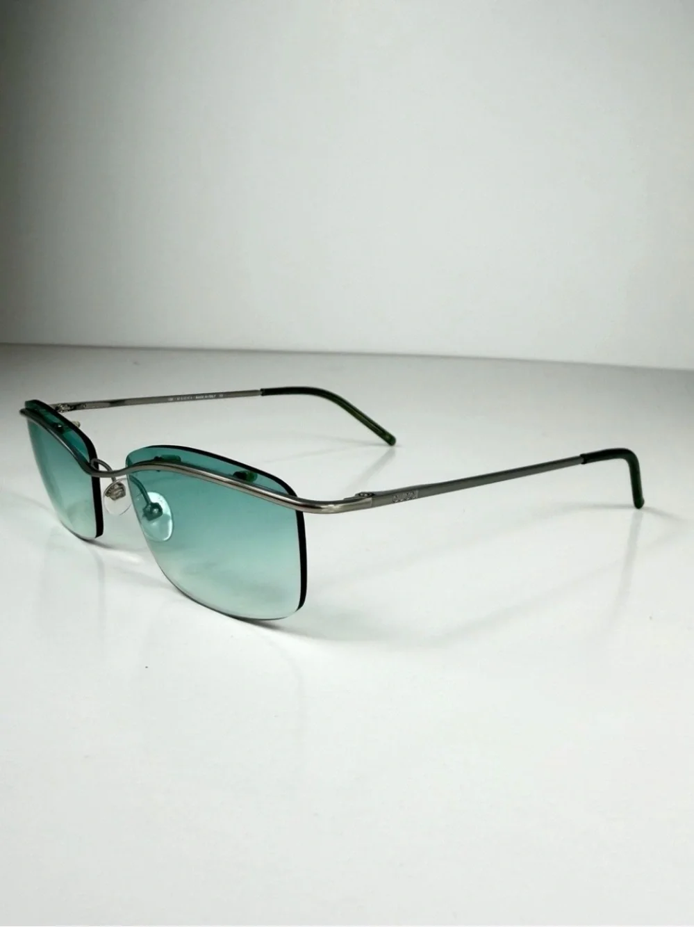 Gucci DeadStock Tom Ford Y2K Rimless Sunglasses GG 1654 T5T Teal Brow Bar Set